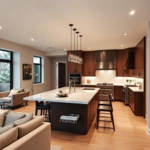 imagen de una cocina abierta al salon en madrid